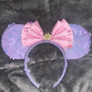 Purple Sequin Mouse Ears with Pink Bow